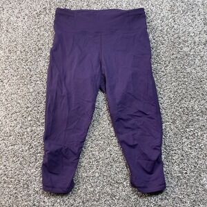 Lululemon Women's M Purple Cropped Leggings 17" Inseam High Rise Zip Pocket Yoga